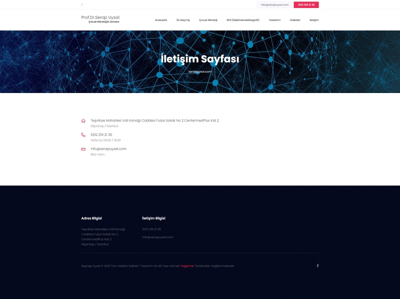 Serap Uysal Web Sitesinin İletişim Sayfası Tasarımı